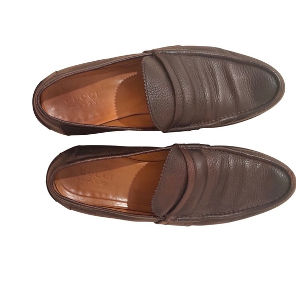 Mens Brown Leather Gucci Loafer Shoes Made in Italy Size 12